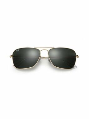 Ray-Ban RB3136 Caravan Gold Green Classic Rectangle Sunglasses Unisex